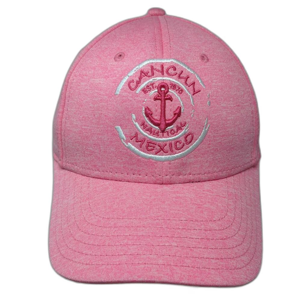 Caribbean Side Cancun Mexico Nautical Anchor Pink One Size Baseball Cap Hat